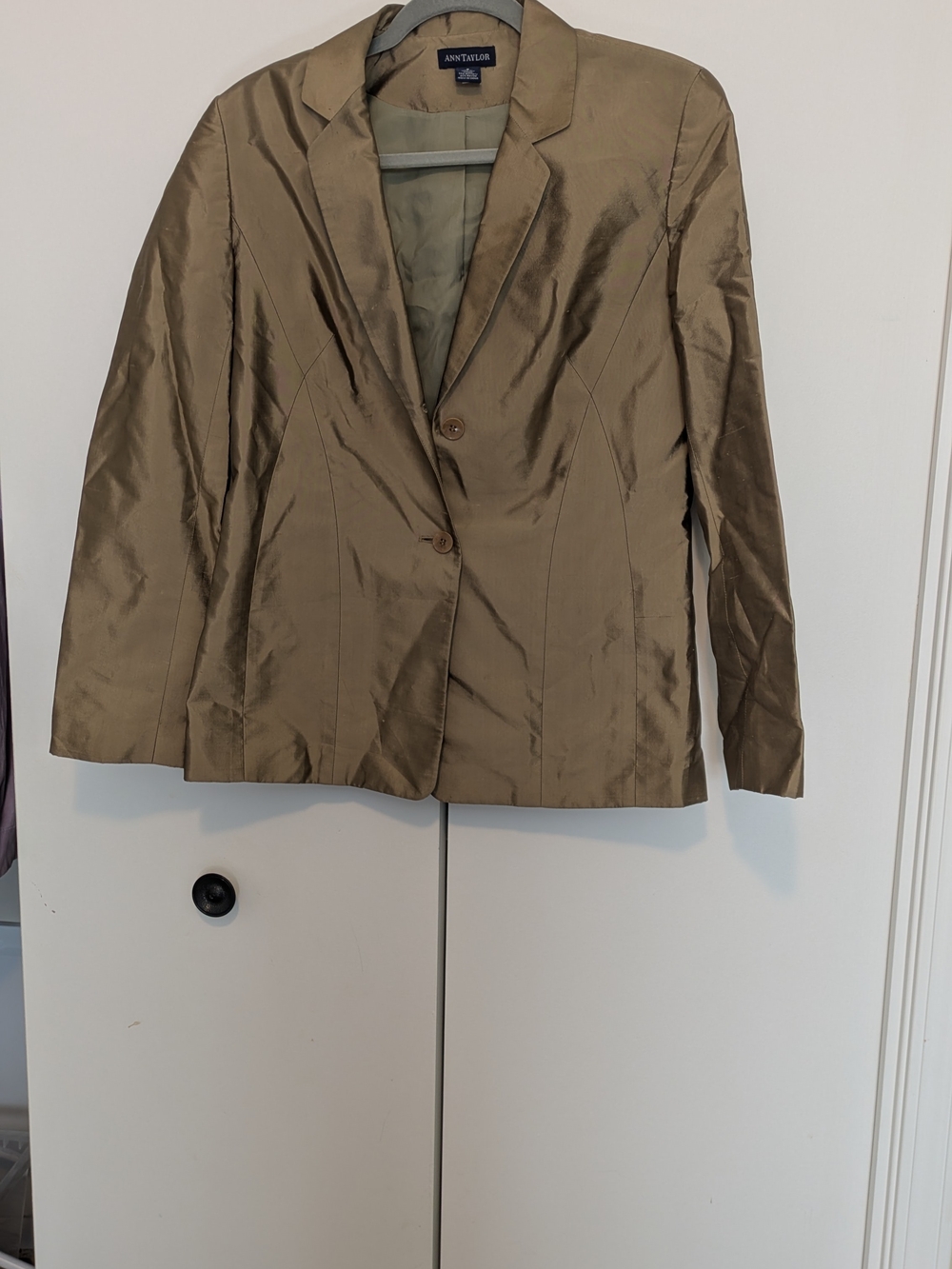 Ann Taylor Olive Satin Blazer